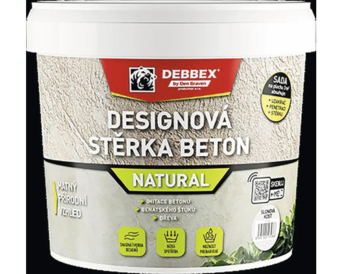 Bílý kbelík DEBBEX Designová stěrka Beton Natural, dekorativní stěrka s efektem betonu pro plochu circa dva metry čtvereční.