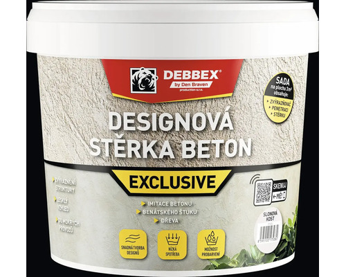 Designová stěrka DEBBEX Beton Exclusive plastový kbelík, pro dekorativní povrchy s imitací betonu.
