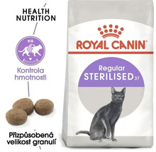 Royal Canin krmivo pro kočky Regular Sterilised 37 pro kastrované kočky, kontrola hmotnosti, s přizpůsobenou velikostí granulí.