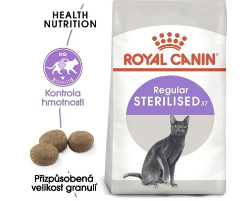 Royal Canin krmivo pro kočky Regular Sterilised 37 pro kastrované kočky, kontrola hmotnosti, s přizpůsobenou velikostí granulí.