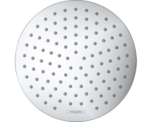 Kulatá horní sprcha hansgrohe s četnými tryskami. hansgrohe Logo.
