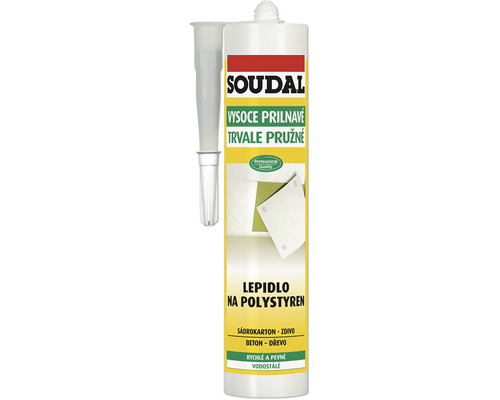Soudal lepidlo na polystyren v kartuši s tryskou na sádrokarton, zdivo, beton a dřevo