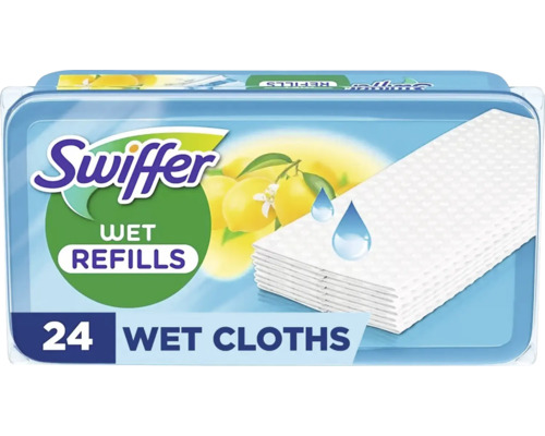 Swiffer vlhčené ubrousky na podlahu náhradní balení, 24 kusů s citronovou vůní