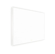 Bílý obdélníkový infrapanel s úzkým rámem, boční pohled.