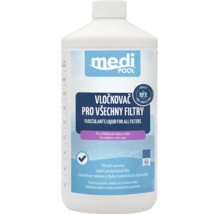 medi POOL Tekutý vločkovač pro všechny typy bazénových filtrů, 1 litr, zajišťuje křišťálově čistou vodu a odstraňuje nečistoty.
