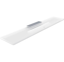 Plochý, obdélníkový bílý LED panel pro montáž, moderní design.