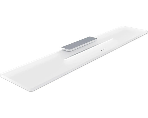 Plochý, obdélníkový bílý LED panel pro montáž, moderní design.