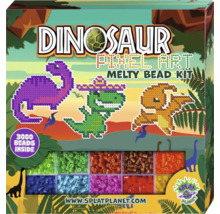 Sada zažehlovacích korálků Dinosaur Pixel Art od Splat Planet se 3000 barevnými korálky a motivy dinosaurů. Splat Planet Logo.