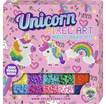 Sada zažehlovacích korálků Unicorn Pixel Art s 3000 korálky, vzory jednorožců a duhy a Splat Planet Logo.