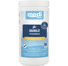 medi pool pH plus granulát, rychle rozpustný, pro zvýšení hodnoty pH v bazénech a vířivkách, vyrobeno v Evropské unii