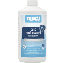 Čistič filtrů a kartuší medi POOL Filter Cleaner Rapid pro bazénové filtrace v láhvi o objemu jeden litr.