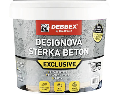 Debbex Designová stěrka beton by Den Braven v kbelíku pro imitaci betonu.