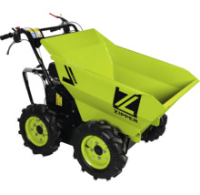 Minidumper Zipper ZI-RD300 s pohonem všech kol, čtyřmi terénními pneumatikami a velkou kovovou vyklápěcí korbou.