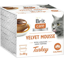 Brit Care krmivo pro kočky Velvet Mousse krůtí, balení 2 krát 80 gramů s omáčkou, uklidňující účinek.