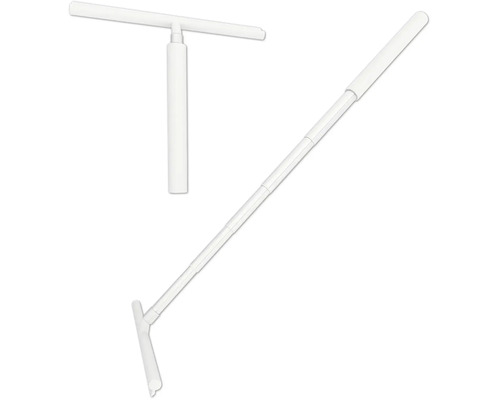 Bílá teleskopická tyč pro stěrku na okna, výsuvná.