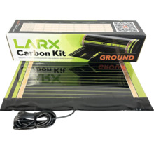 Elektrická topná rohož LARX Carbon Kit Ground pro podlahové vytápění s obalovou krabicí a přívodním kabelem.