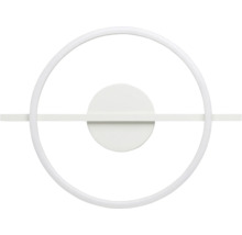 Moderní LED nástěnné svítidlo bílé, kruhový design s vodorovnou tyčí.