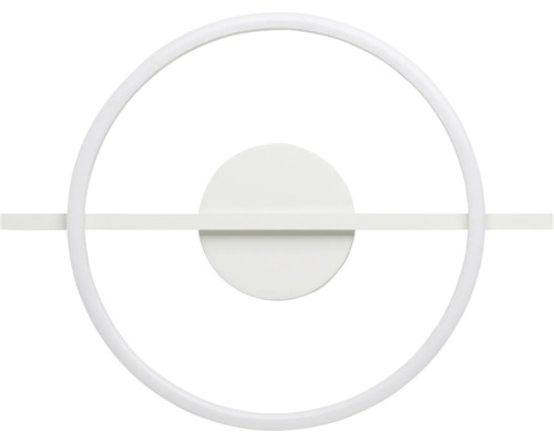 Moderní LED nástěnné svítidlo bílé, kruhový design s vodorovnou tyčí.