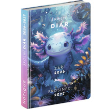 Školní diář Notique na období září 2026 až prosinec 2027 s motivem axolotla