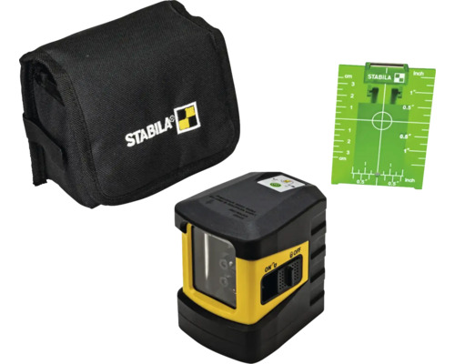 Sada křížového laseru Stabila s pouzdrem na opasek, Stabila Logo a cílovou destičkou.