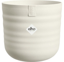 Kulatý květináč Elho s horizontálně vroubkovanou povrchovou strukturou a Elho Logo.