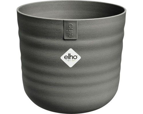 Kulatý květináč elho se strukturovaným, rýhovaným povrchem a elho Logo.