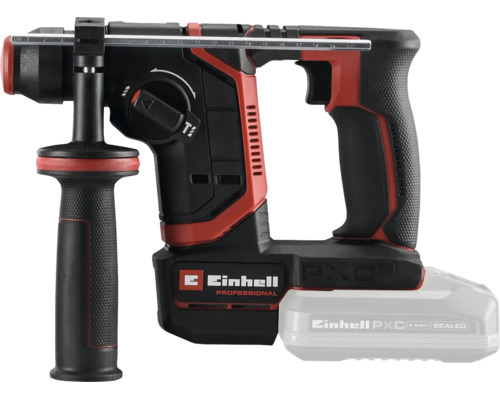Aku vrtací kladivo Einhell Professional s bezkartáčovým motorem, přídavnou rukojetí a hloubkovým dorazem včetně akumulátoru.