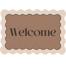 Rohožka se zvlněným okrajem a nápisem Welcome.