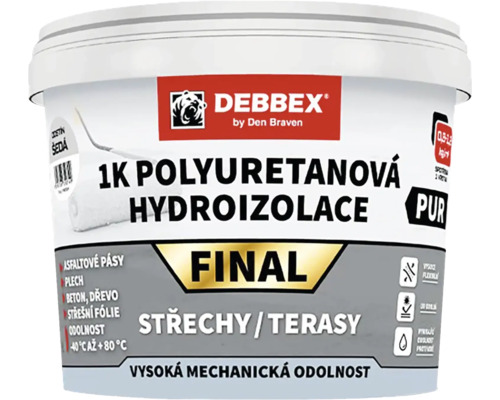 Debbex by Den Braven 1K Polyuretanová hydroizolace Final pro střechy a terasy. Vysoká mechanická odolnost.