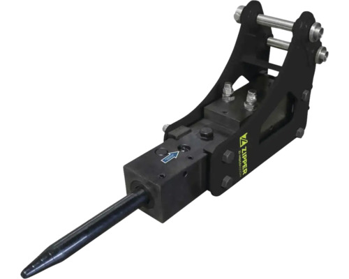 Hydraulické kladivo ZIPPER pro minibagry z odolné oceli se ZIPPER Logo.