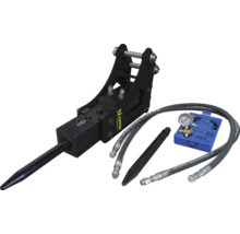 Hydraulické kladivo Zipper pro minibagry včetně sekáče, hydraulických hadic a sady manometru.