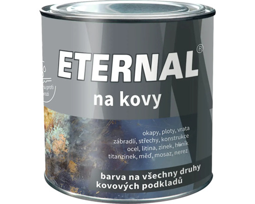 Plechovka Eternal na kovy, barva na všechny druhy kovových podkladů jako ocel, hliník a zinek.