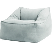 Světle modrý manšestrový sedací vak s opěradlem.