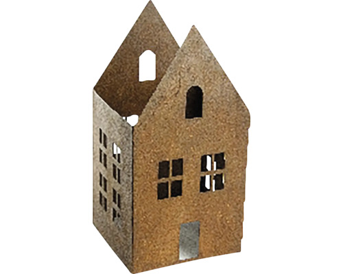 Dekorace domeček kovový 10 x 10 x 20 cm imitace rzi