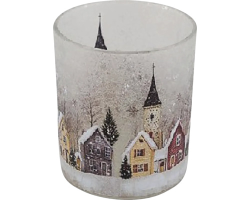 Svícen vesnička skleněný Ø 10 x 9 cm matný