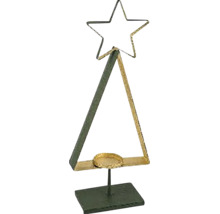 Svícen stromek na podstavci kovový 10,5 x 19,5 x 51 cm zlato-zelený