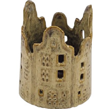 Svícen domečky keramický Ø 7,5 x 9 cm hnědý
