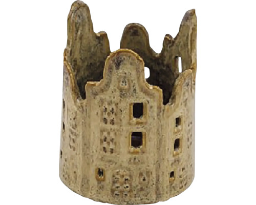 Svícen domečky keramický Ø 7,5 x 9 cm hnědý