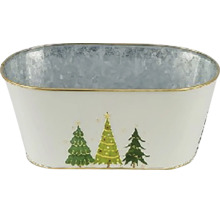 Obal na květináč motiv stromků 13,5 x 26 x 15,5 cm bílý