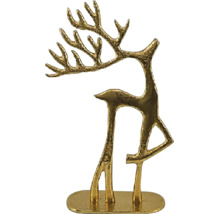 Dekorace jelen na podstavci kovový 7 x 15 x 25,5 cm zlatý