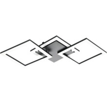 Moderní černo-bílé stropní LED svítidlo se třemi vzájemně propojenými čtvercovými rámy.