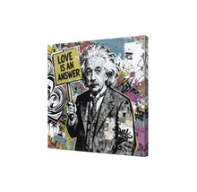 Obraz na plátně Albert Einstein ve stylu street art s cedulí Love is an answer.