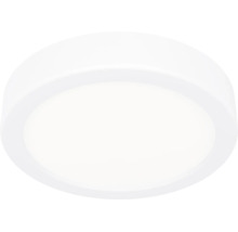 Kulaté, ploché stropní LED svítidlo v bílé barvě v jednoduchém designu.