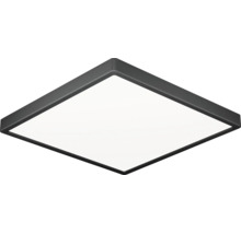Čtvercové stropní LED svítidlo s černým rámem a bílým difuzorem.
