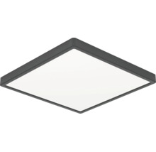 Čtvercové LED stropní svítidlo s tmavě šedým rámem a bílým difuzorem.