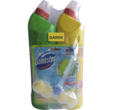 Domestos akční sada obsahující dva tekuté WC čističe a jeden WC blok Power 5 s vůní limetky.