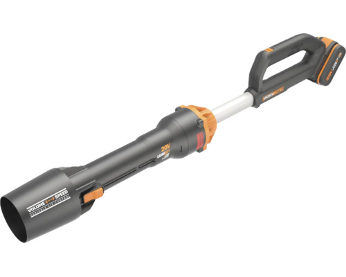Akumulátorový fukar na listí Worx Nitro Leafjet 20 Volt s variabilní regulací vzduchu a ergonomickou rukojetí.