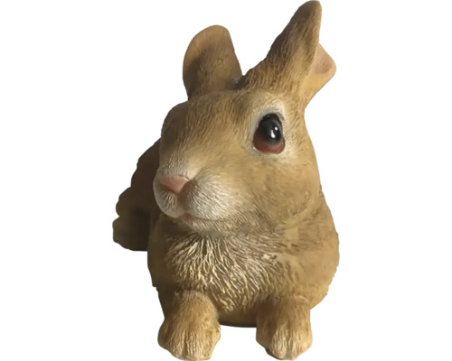 Detailní zahradní figurka králíka s realistickou strukturou srsti z materiálu odolného proti povětrnostním vlivům.