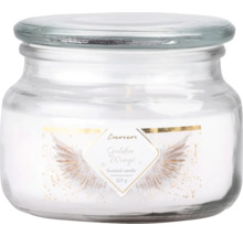 Vonná svíčka Emotion Golden Wings, 225 gramů, ve skleněné nádobě s víčkem.
