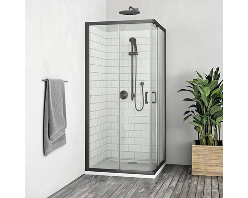 Sprchový kout s rohovým vstupem ROTH 90 x 90 cm barva rámu černá dekor skla čiré sklo 597-9000000-05-02